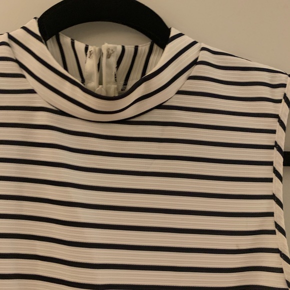 ASOS High Neck A Line Dress with Pockets in Stripe - Picture 7 of 8